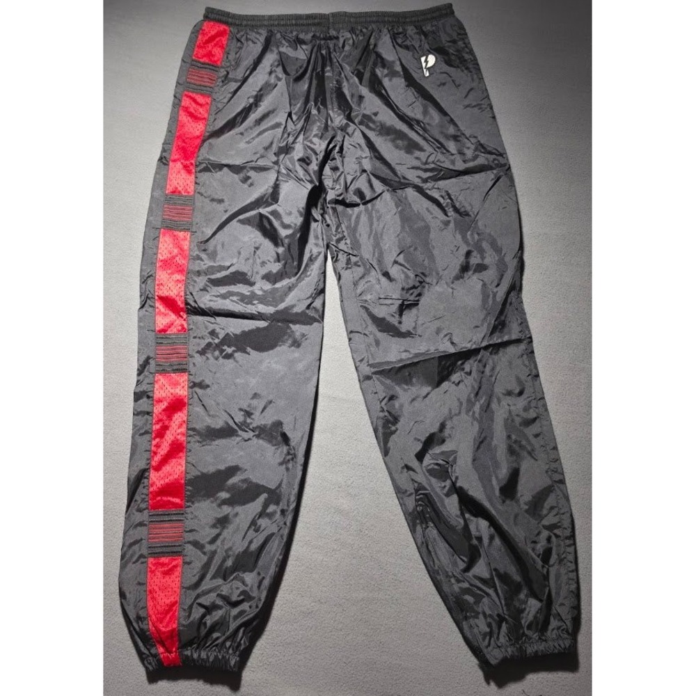 Vintage Pro Player Windbreaker Track Pants Mens XL Black Red Stripe Nylon Jogger